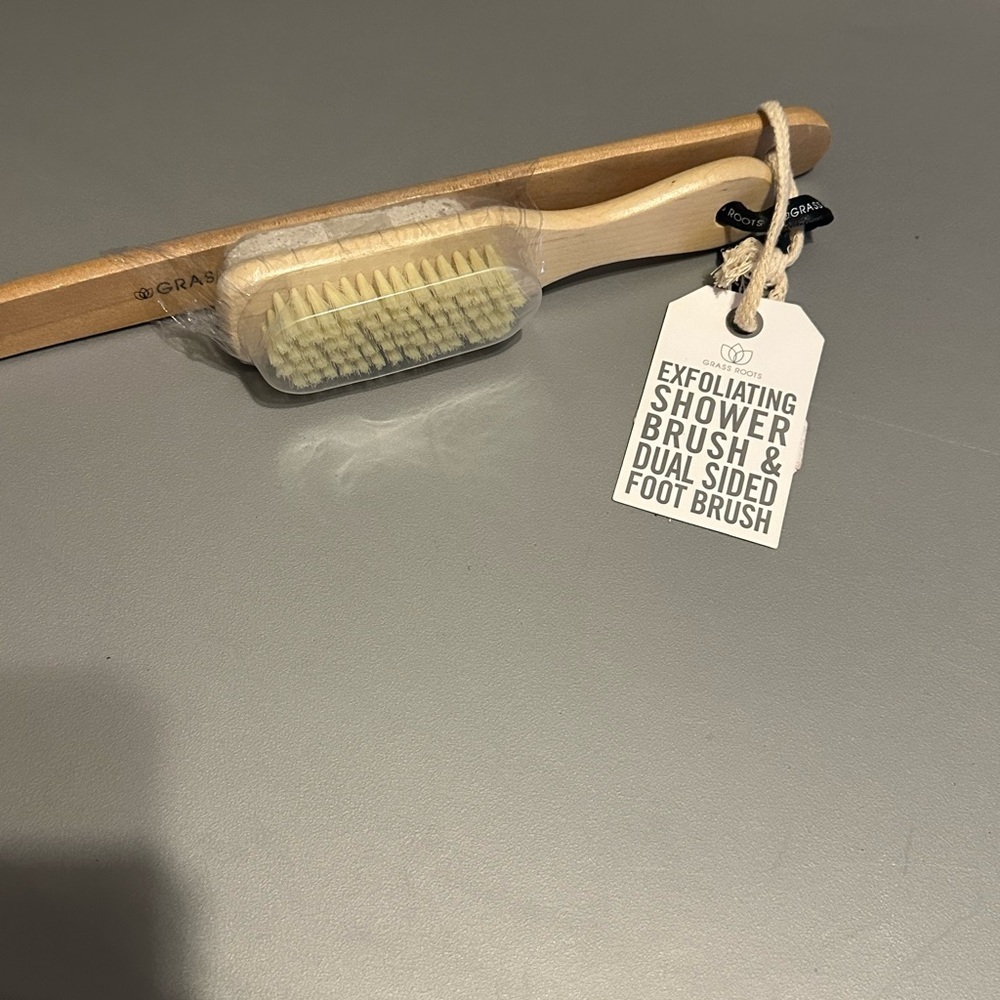 Grass Roots Wooden Dual Sided Exfoliating Shower and Foot Brush